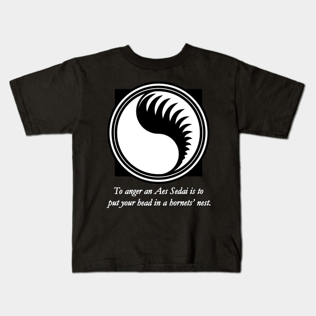 WOT Aes Sedai Chapter Icon With Quote Kids T-Shirt by Mandra